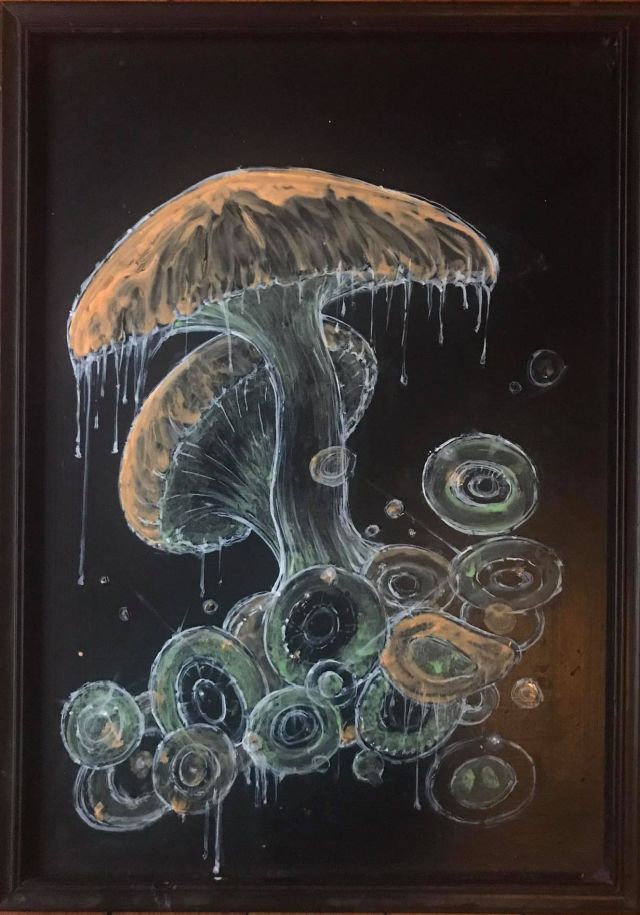 mushroom acrylic on wood