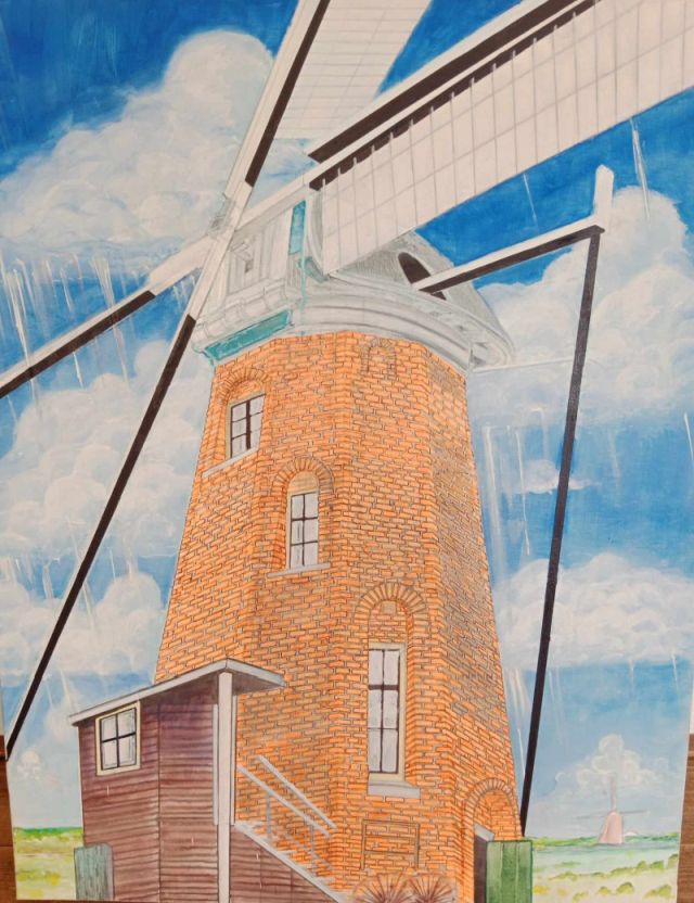 windmill acrylic on canvas